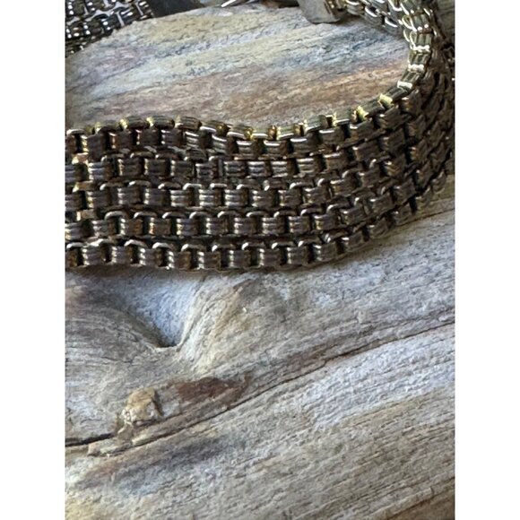 Vintage Napier Goldtone Mesh Bracelet With Fold Over Clasp - Picture 2 of 5